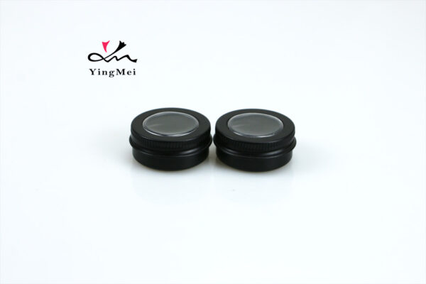 15ml Black Embossed Aluminium Tin Can with Clear Window