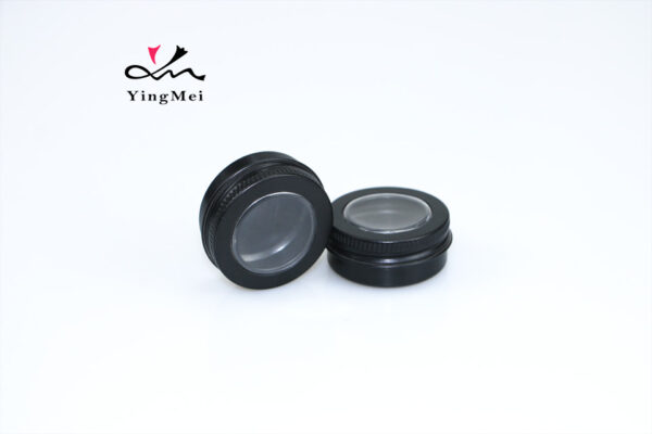 15ml Black Embossed Aluminium Tin Can with Clear Window
