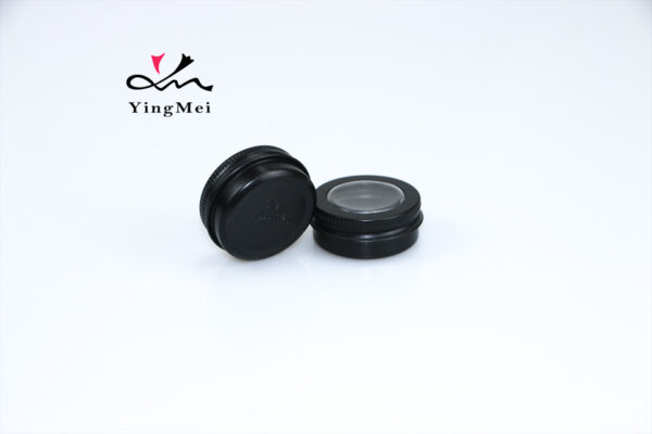 15ml Black Embossed Aluminium Tin Can with Clear Window