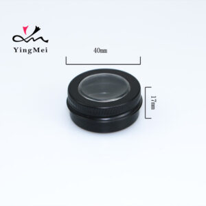 15ml Black Embossed Aluminium Tin Can with Clear Window