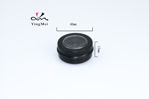 15ml Black Embossed Aluminium Tin Can with Clear Window