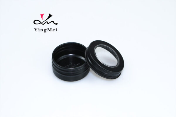 15ml Black Embossed Aluminium Tin Can with Clear Window