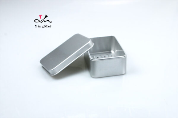 130ml Silver Square Aluminum Soap Dish with Drain Basket