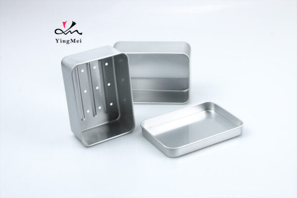 130ml Silver Square Aluminum Soap Dish with Drain Basket
