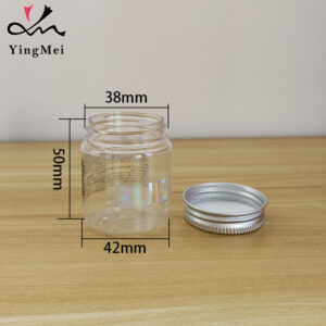 50ml transparent printed PET plastic jar with aluminum lid