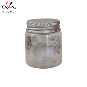 50ml transparent printed PET plastic jar with aluminum lid
