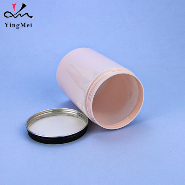 600ml Pink PET Plastic Jar cosmetic can with Aluminum Cap