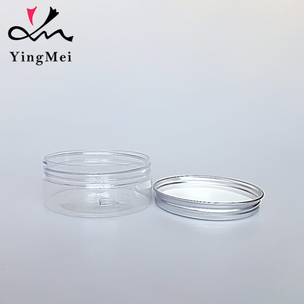 150ml transparent PET plastic food can with aluminum cap