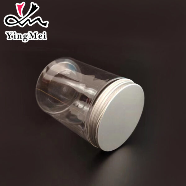 600ml refillable clear PET plastic can with aluminum cap