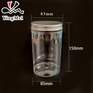700ml clear PET plastic jar with aluminum lid Wide Mouth