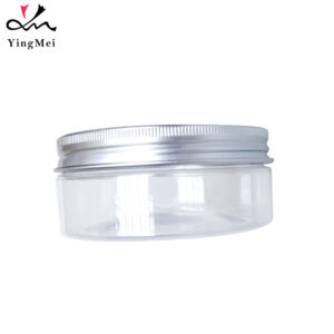 150ml transparent PET plastic food can with aluminum cap