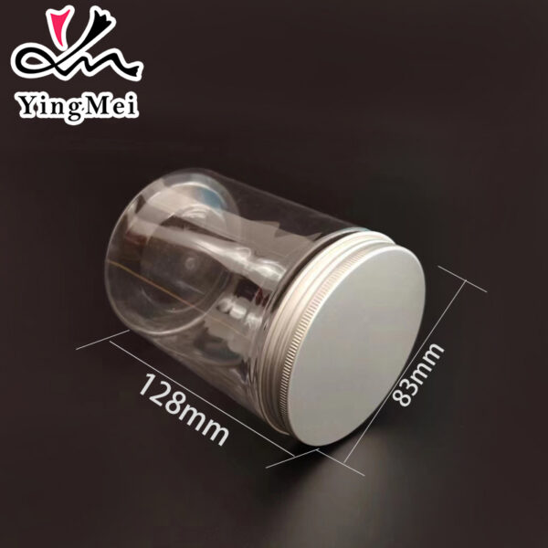 600ml refillable clear PET plastic can with aluminum cap