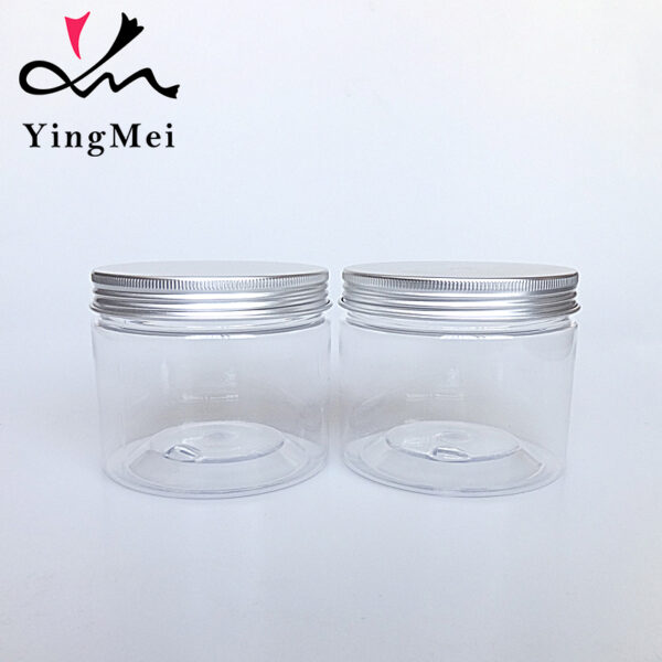 280ml clear empty PET plastic Jar with silver Aluminum Cap