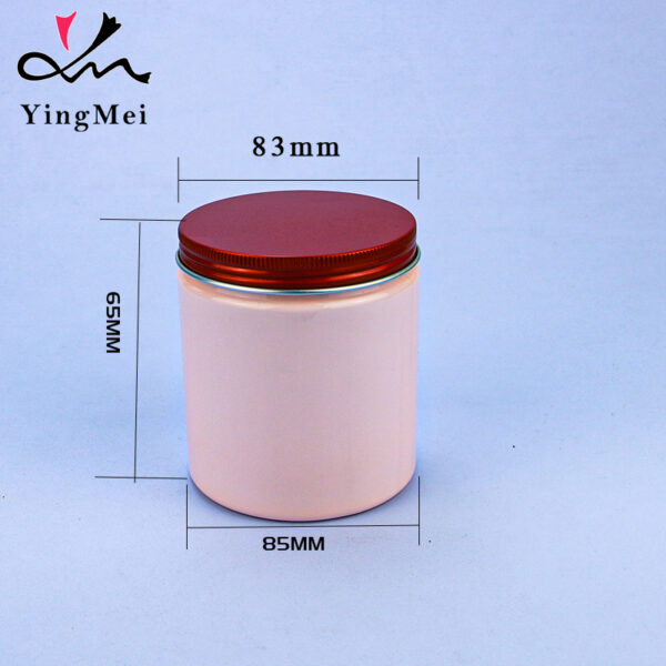 250ml elegant pink PET plastic jar with red aluminum cap