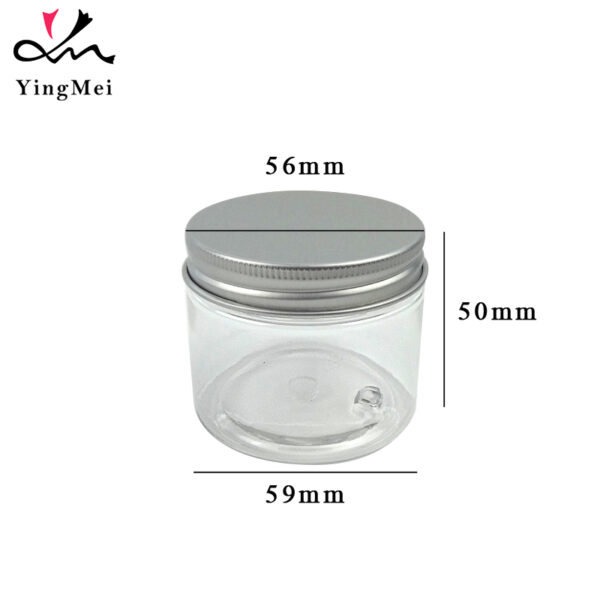 50ml Refillable empty clear pet plastic jar sealed jar
