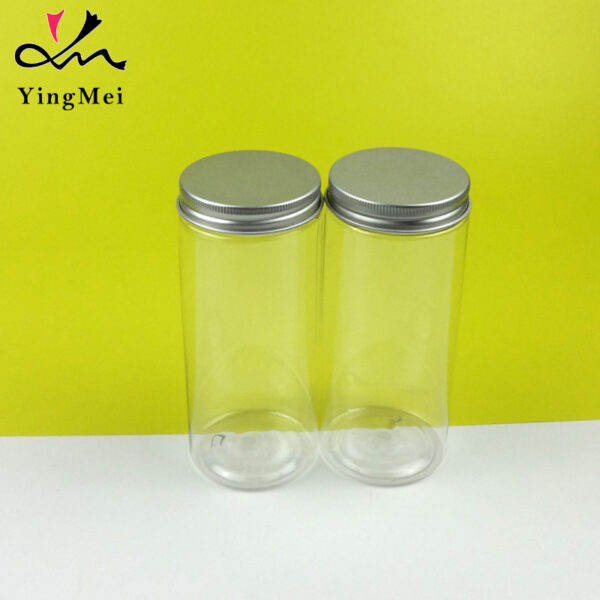 330ml Clear PET jar with Aluminum Cap Dry goods storage