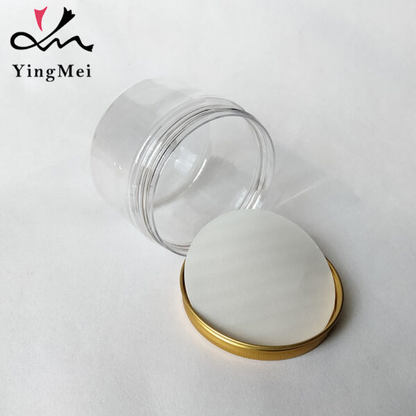 250ml Airtight Transparent PET Jar with Gold Aluminum cap