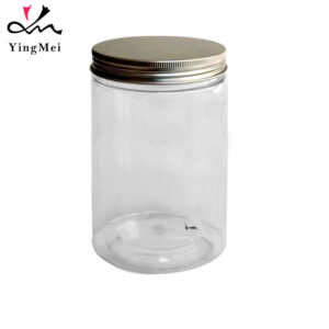 700ml clear PET plastic jar with aluminum lid Wide Mouth