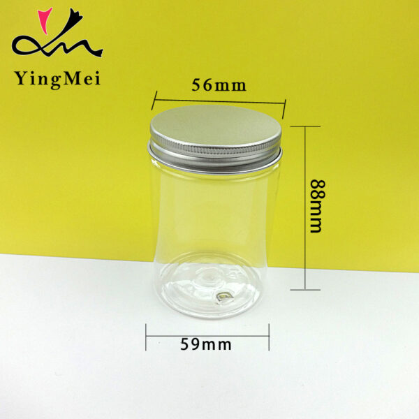 180ml clear PET plastic jar with aluminum lid airtight seal