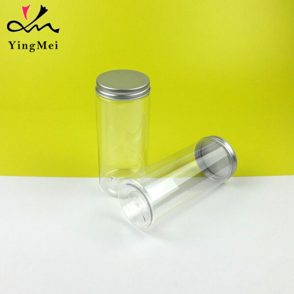 330ml Clear PET jar with Aluminum Cap Dry goods storage