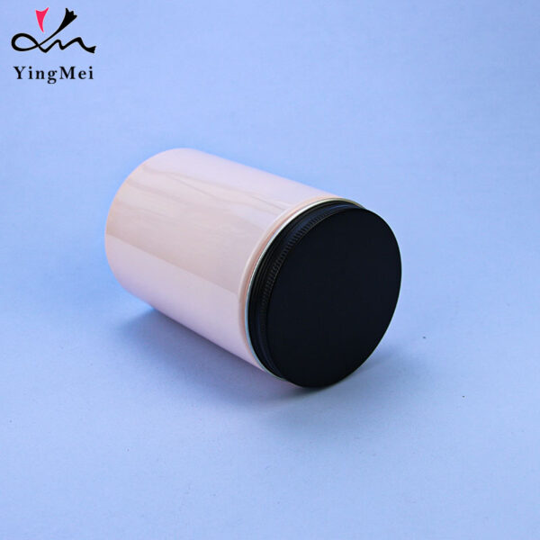 600ml Pink PET Plastic Jar cosmetic can with Aluminum Cap