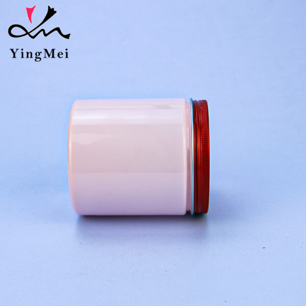 250ml elegant pink PET plastic jar with red aluminum cap