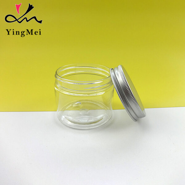 50ml Refillable empty clear pet plastic jar sealed jar