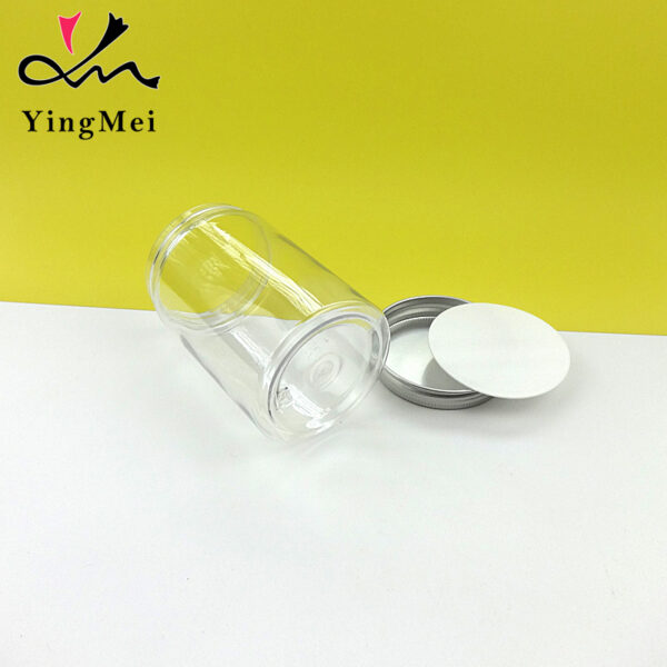 180ml clear PET plastic jar with aluminum lid airtight seal