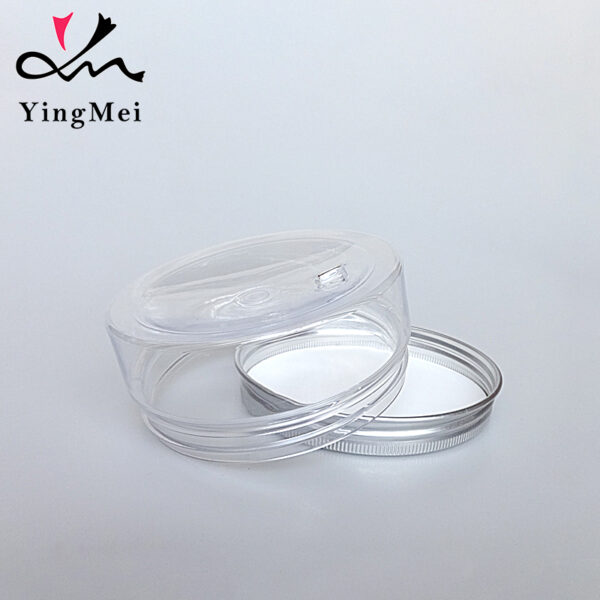 150ml transparent PET plastic food can with aluminum cap