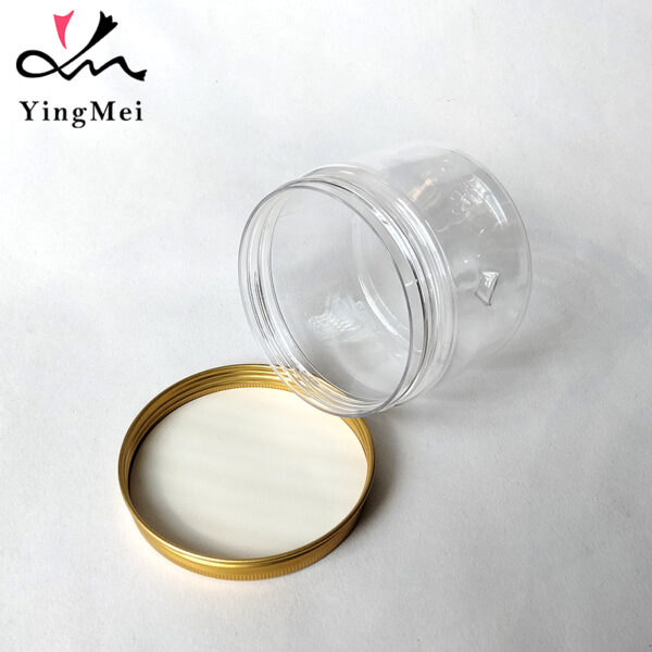 250ml Airtight Transparent PET Jar with Gold Aluminum cap