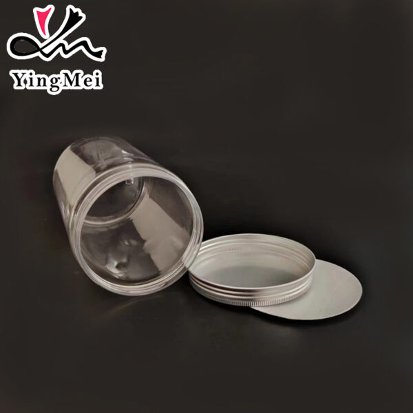 700ml clear PET plastic jar with aluminum lid Wide Mouth
