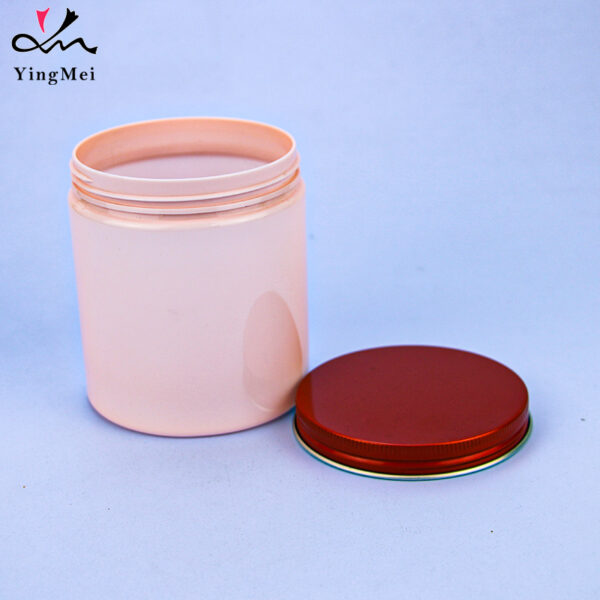 250ml elegant pink PET plastic jar with red aluminum cap