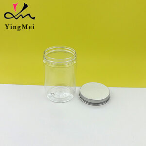 180ml clear PET plastic jar with aluminum lid airtight seal