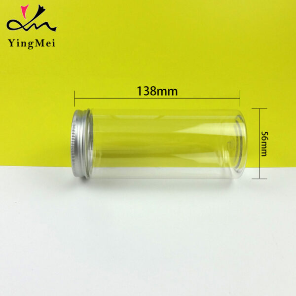 330ml Clear PET jar with Aluminum Cap Dry goods storage