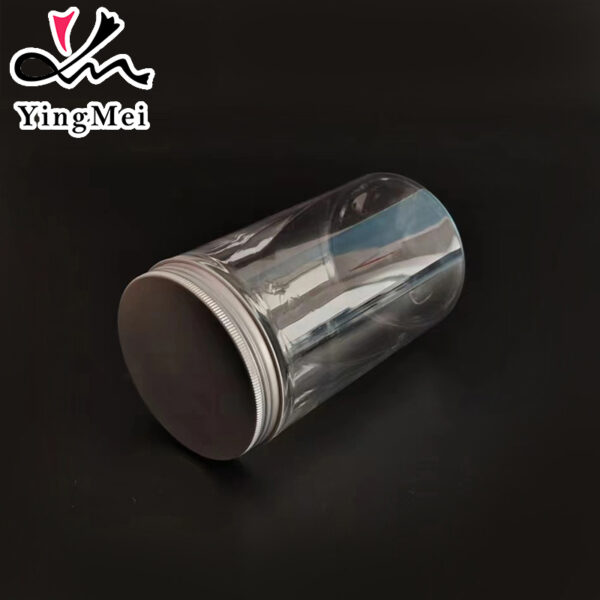 700ml clear PET plastic jar with aluminum lid Wide Mouth
