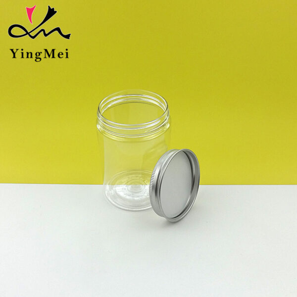 180ml clear PET plastic jar with aluminum lid airtight seal