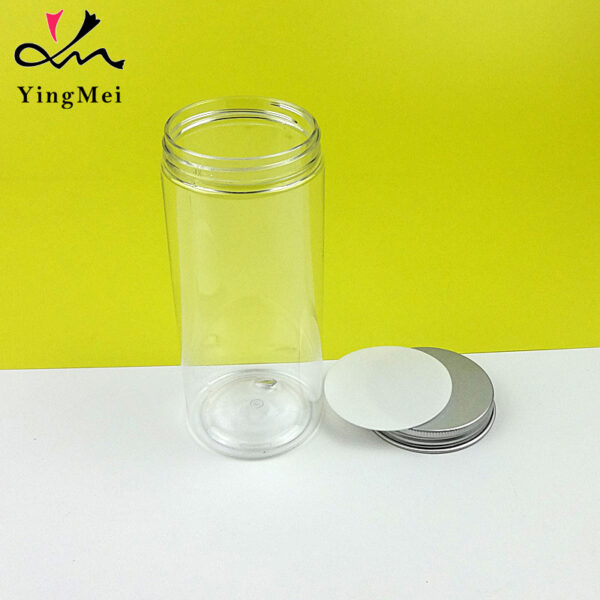 330ml Clear PET jar with Aluminum Cap Dry goods storage