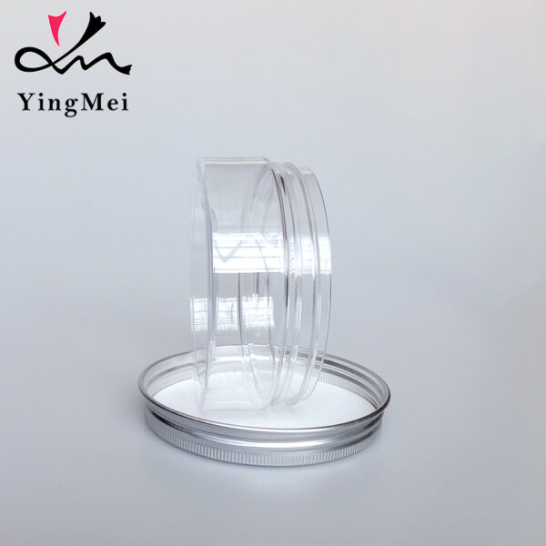 150ml transparent PET plastic food can with aluminum cap