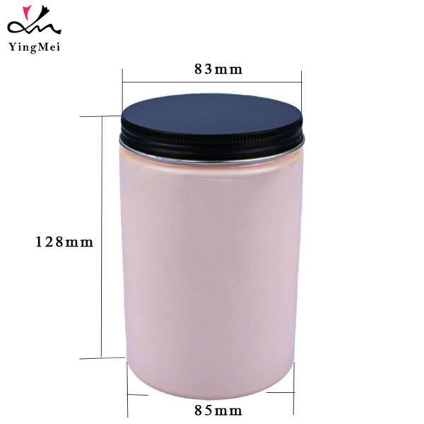 600ml Pink PET Plastic Jar cosmetic can with Aluminum Cap