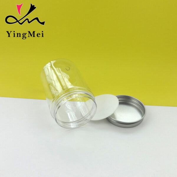 180ml clear PET plastic jar with aluminum lid airtight seal