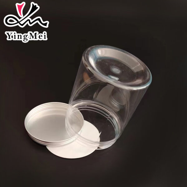 600ml refillable clear PET plastic can with aluminum cap