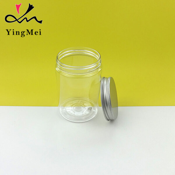 180ml clear PET plastic jar with aluminum lid airtight seal