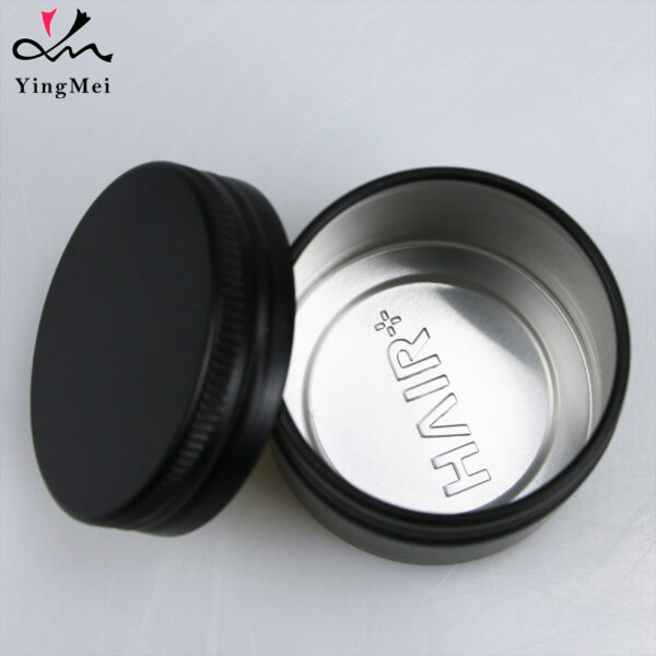 60ml matte black embossed aluminium can with screw-on seal