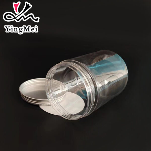 600ml refillable clear PET plastic can with aluminum cap