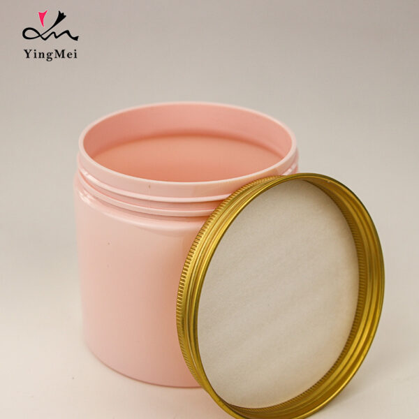 350ml pink empty PET plastic jar with aluminum seal cap