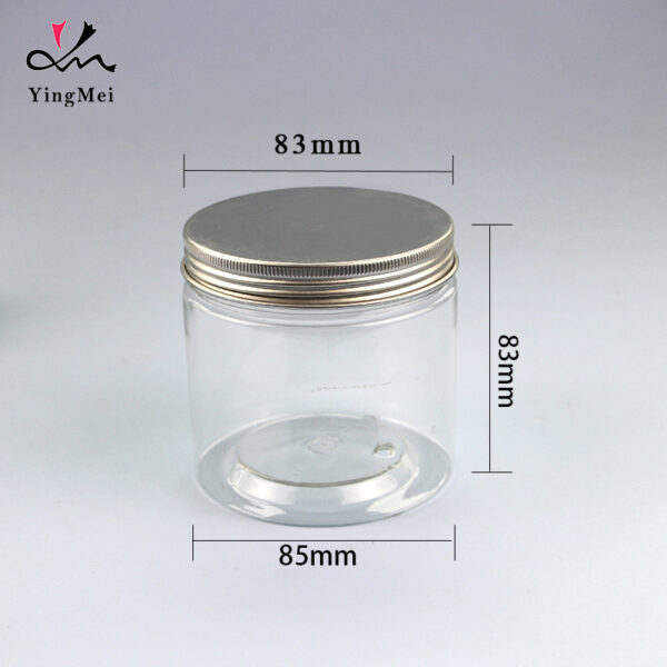 350ml transparent PET plastic bottle with aluminum cap