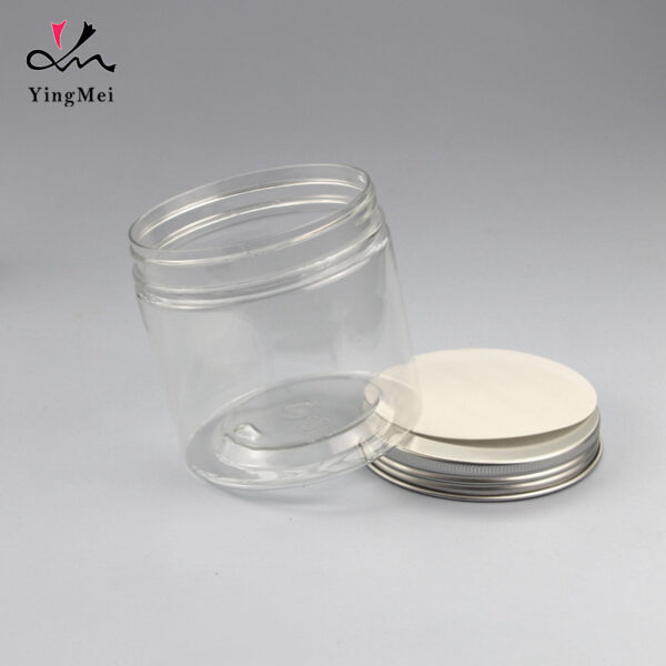 350ml transparent PET plastic bottle with aluminum cap