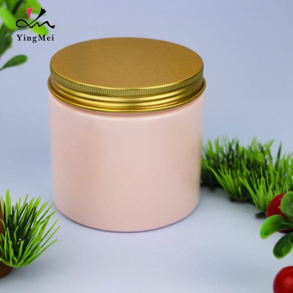 350ml pink empty PET plastic jar with aluminum seal cap