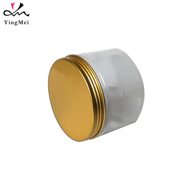 250ml Airtight Transparent PET Jar with Gold Aluminum cap