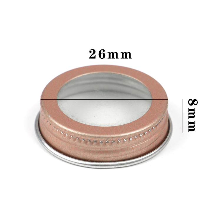 Custom 26*8mm Rose Gold Window Metal Aluminum Screw Lid